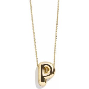 Gold Bubble Initial Necklace - P