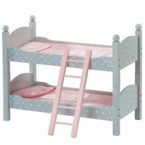 Polka Dots Princess Double Bunk Bed for 18" Dolls - Gray