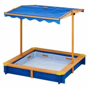 Outdoor Summer Sand Box - Wood / Blue