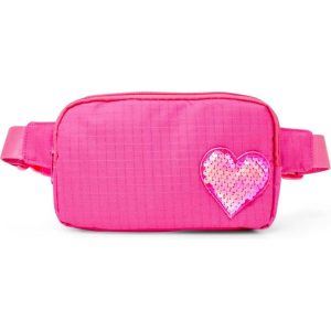 Sequin Heart Belt Bag for Kids - Hot Pink